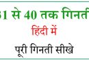 Hindi numbers 31 to 40