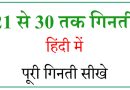 Hindi numbers 21 to 30