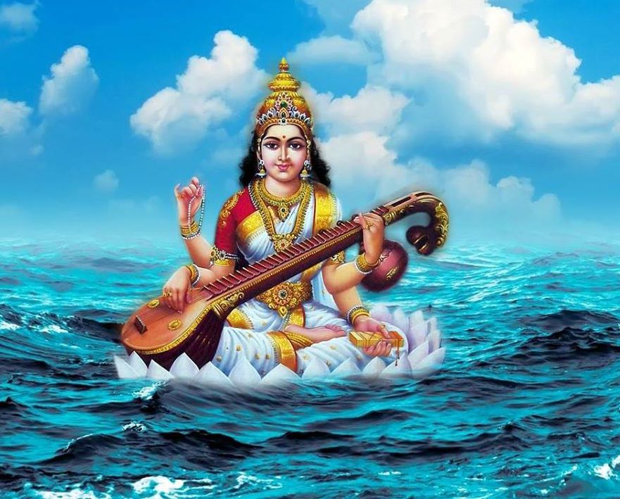 Premium AI Image | illustration of Saraswati devi Goddess Happy Vasant  Panchami